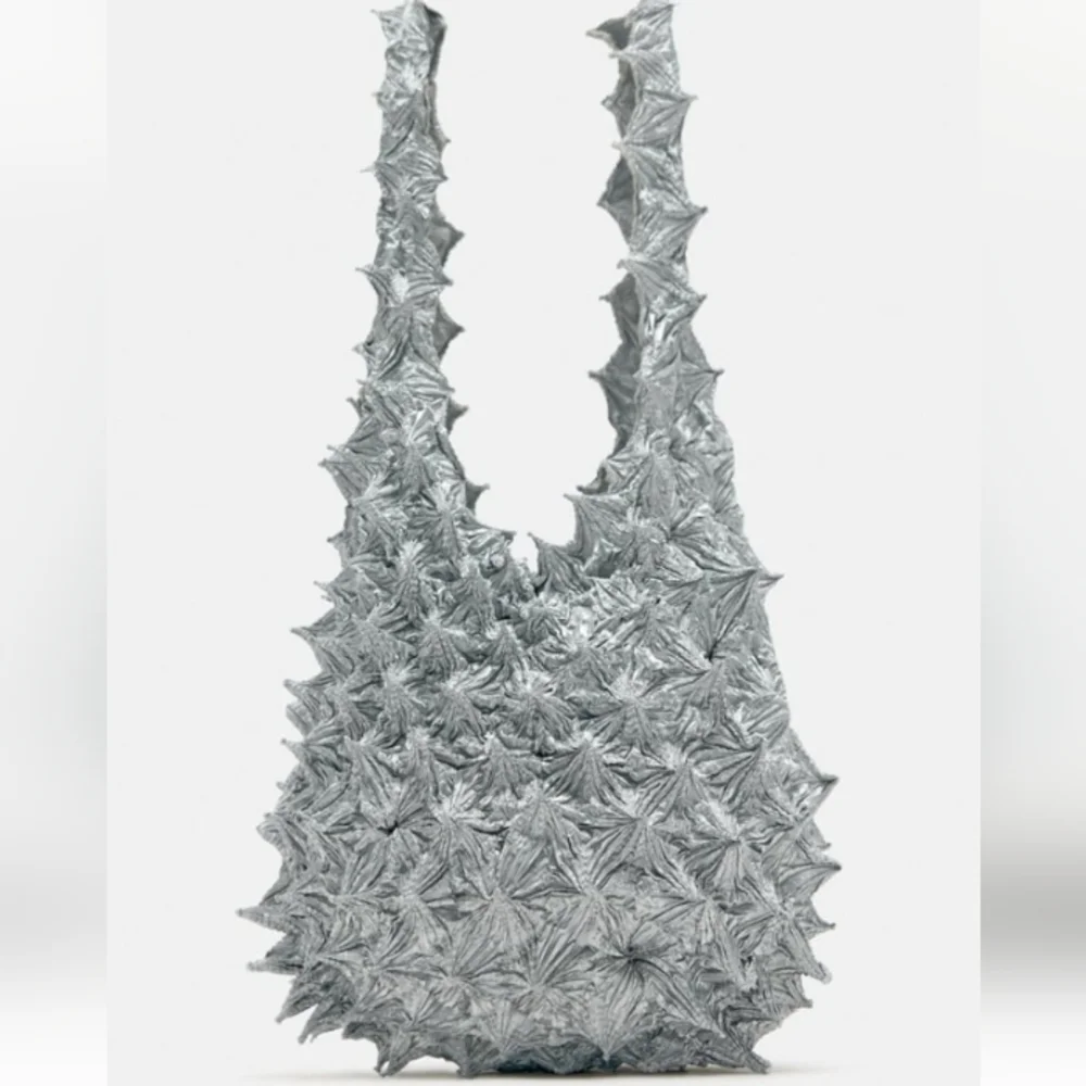 Zara Patterned Fabric Bucket Bag